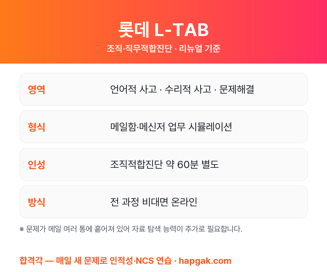 롯데 L-TAB 구성 요약