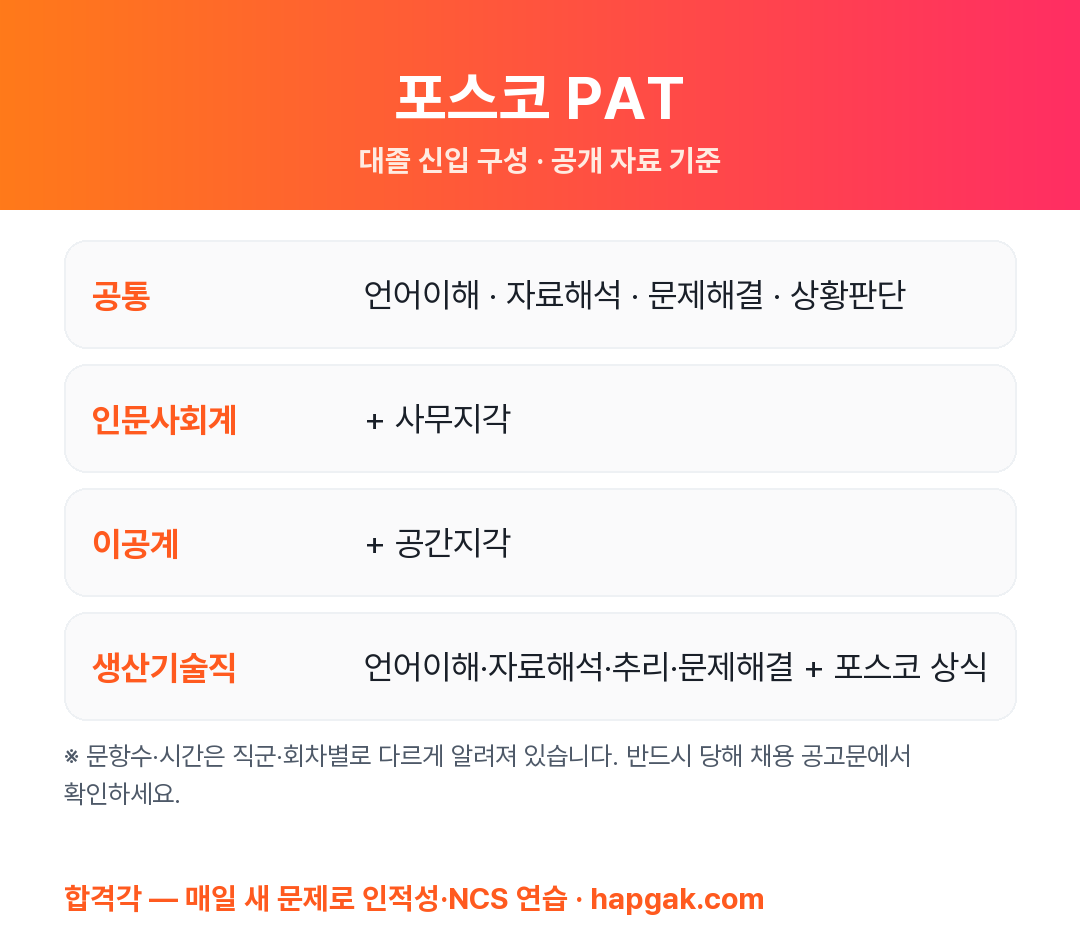 포스코 PAT 계열별 구성 요약